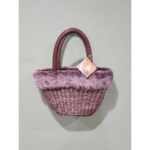 Bath & Body Works Rattan Faux Fur woven cozy tote bag